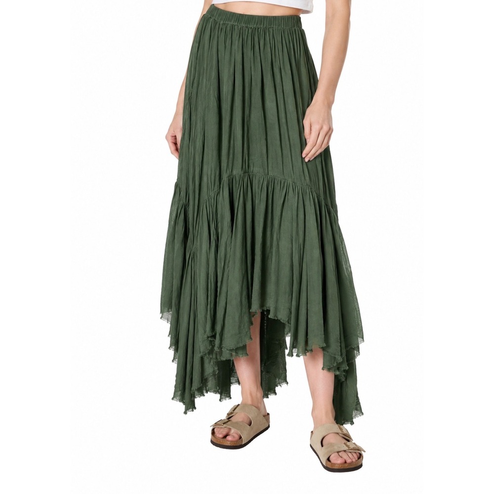Free People FP One Extratropical Maxi Skirt Green High Low Gauze Boho XS